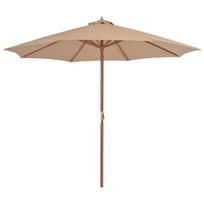 Lauko skėtis nuo saulės su mediniu stulpu, taupe spalvos, 300cm