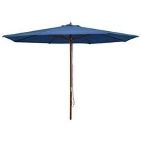 Lauko skėtis nuo saulės su mediniu stulpu, mėlynas, 350cm