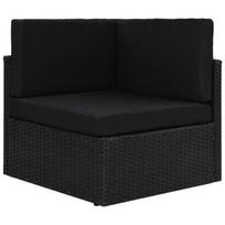 Modulinė kampinė sofa, juodos spalvos, poliratanas
