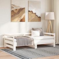 Ištraukiama lova, balta, 2x(90x200)cm, pušies medienos masyvas