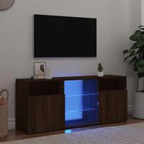 Televizoriaus spintelė su LED, ruda ąžuolo, 120x30x50cm
