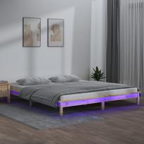 Lovos rėmas su LED, 140x200cm, medienos masyvas