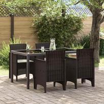 Sodo Kėdė su pagalve 4 pcs Ruda 53 x 49 x 85 cm Polipropilenas