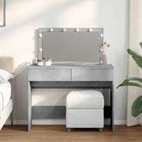 Kosmetinis staliukas su LED, betono pilkas, 100x40x120cm