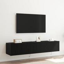 TV sieninė spintelė su LED 2 pcs Juodas ąžuolas 80 x 35 x 31 cm