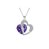 Barbie necklace [Original Design] Brilliant Double Heart-Purple, High-end Temperament, Niche Versatile, Ins Style, Good Look, Romantic ZJYXL-HJ-110 auksas