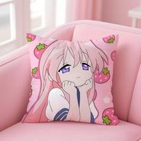 Classic Animation L-Lucky S-Star Cushion Cover Pillow Case Soft Friendly Fabric & Concealed Zipper Peach skin 18*18(CM)-1Pcs