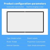 60/72/84/100/120/150 Inch Projector Screen 16:9 Home Cinema Theater Movie High Density Outdoor Camp Portable Projector Screen 72 inch