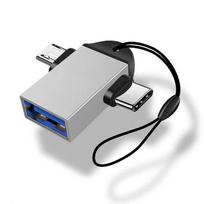 2 in 1 OTG Adapter High Speed USB3.0 to Type C Micro USB Male Charging Converter PD Fast Plug Converter Book Power sidabras