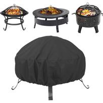Fire Pit Cover for Outdoor Use, Round Heavy Duty BBQ Cover Waterproof, Patio Fireplace Cover (black,58 x77CM) juoda