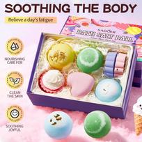 Bath Bomb Lasting Fragrance Aromatherapy Floral Exfoliation Moisturizing Bath Gel Hydrotherapy Salt Bath Ball Seven Piece Set smėlis