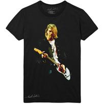 Men's Kurt Cobain Guitar Photo Colour Slim Fit T-shirt Medium Black S