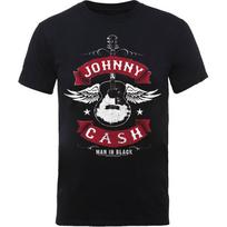 Men's Johnny Cash Winged Guitar Slim Fit T-shirt Large Black 2XL