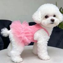Pink Tutu Dog Dress, Sleeveless Mesh Pet Skirt, Cute Summer Outfit for Small Dogs Bichon (pink,S) rožinė