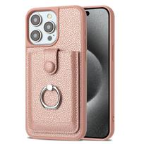 Ring Bracket Wallet Case for iPhone 16 17 Pro Max Air 16E 15 14 Plus 13 12 11 Pro Max Leather Card Solts lHolder Phone Cover iPhone 16 Pro rožinė