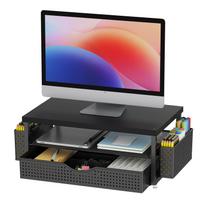 2-Tier Computer Monitor Stand Riser with Drawer and 2 Pen Holders Desk Organizer Computer Stand Office Desk Accessories