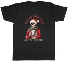 Only Jolly after 3 Cups of Coffee Mens T-Shirt Christmas Xmas Skeleton Tee Gift XXXXL