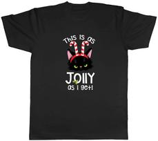 This Is As Jolly As I Get Cat Candy Stick Christmas Mens Unisex T-Shirt Tee Gift S