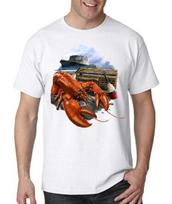 Lobster white T-shirt Tops Tees Unisex Maine Fishing Boat Ocean Seafood Coast S brown