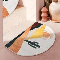 Half Circular Carpet Bathroom Absorbent and Non Slip Carpet Household Entrance Retro Foot Pad 40 * 60cm