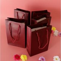 5 Pieces Paper Bags Jewelry Shopping Wine Red