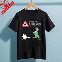 Retro Gaming Humor Untitled Goose Game Graphic Cotton T Shirt Unisex Adult Summer Crew Neck Funny Cartoon Casual Tee S