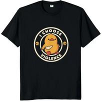 I Choose Violence T Shirt Funny Duck Humor Slogan Streetwear Oversized Casual 100% Cotton O-neck EU Size T-shirts - Men's Sum... S įvairiaspalvis