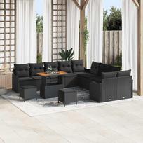 Garden Sofa Set 13 pcs Black Poly Rattan