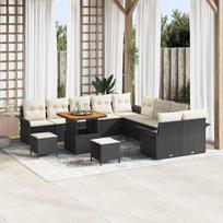 13 Piece Black Garden Sofa Set with Cushions