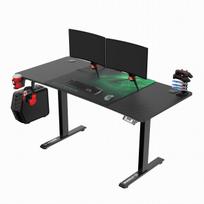 Žaidėjo stalas Ultradesk LEVEL V2 GREEN, 140x68cm, 72-117cm, elektriškai reguliuojamas, su XXL pelės kilimėliu, laikikliu ausinėms | UDESK-LVA-GN