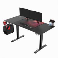 Žaidėjo stalas Ultradesk LEVEL V2 RED, 140x68cm, 72-117cm, elektrinis reguliavimas, su XXL pelės kilimėliu, ausinių laikikliu | UDESK-LVA-RD