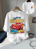 Cars Lightning McQueen Family Matching T-shirt 95 Think Fast Print Short Sleeve Casual Tees for Parent-child Outfits 100
