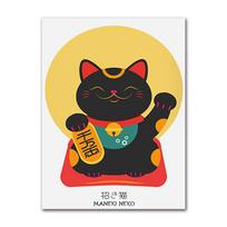 Maneki Neko Print Lucky Cat Wall Art Canvas Decor Japanese Cute Animals Poster Pictures For Living Room Kids Home Mural 21X30CMNo Framed