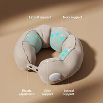 1 pc of compression inflatable neck pillow, portable adjustable U-shaped support pillow, office travel neck pillow small tamsi chaki spalva