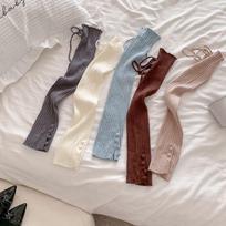 Spring Autumn Straps Bowknot Leg Warmers Knitted Lolita Ruffle Foot Cover Y2k Button Leg Cover Girls Leg Warmers Knee High Socks 35-39 juoda