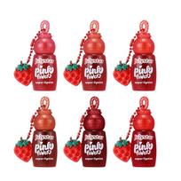 Pink Power Lip Tint Set - 6Pcs Cute Candy Bottle Lip Gloss Hydrating Shiny Long Lasting Moisturizing Dewy Lip Glaze Kawaii Fruit Charm Lip Makeup