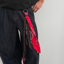 SHIXIN Trendy Red Black Ribbon Square Scarf Pants Chain Keychain Men Hip-Hop Punk Pendant Jeans Trousers Chain Jewelry Accessory