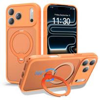 360°Rotatable Ring Holder for iPhone 17 16 15 Pro Max 14 13 Case, Compatible with Magnetic, Drop Protection Slim Magnetic Case iPhone17 Pro oranžinė