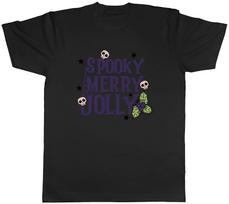 Gothic Christmas Mens T-Shirt Spooky Merry Jolly Xmas Skull Spider Tee Gift XS