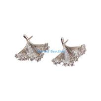 HX6F Ginkgos Leaves/Heart Studs Earrings Daily Wear Earrings Alloy Texture heart for shape