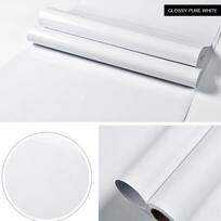 Labai blizgi Balta Matinė Lipni Tapetų Plėvelė Pasidaryk Pats Dekoratyvinė Plėvelė Virtuvės Spintelių Baldų Renovacijai Vandeniui Atsparūs Lipdukai 2m x 40cm white