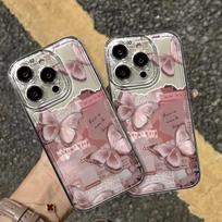 Pink Butterfly Case for iPhone 14/15/16/17/Pro/Pro Max - Soft Cross-Border Design iPhone 17