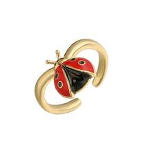 Six Dot Ladybugs Jewelry Adjustable Ring Size Vibrant Hand Painted Enamel Decoration Lightweight Copper Fashion Ring
