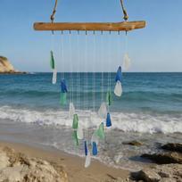 Bohemian Handmade Sea Glass Wind Chimes, Colorful Sea Glass , Coastal Ocean Decor For Indoor , Sea Glass Wall Art For Nature Lovers, Unique Gift One Size