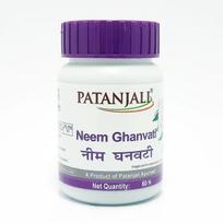 Patanjali Neem Ghan Vati 40 gm Tablets Set of 3 Natural Skin Care Supplement for Healthy Skin blue