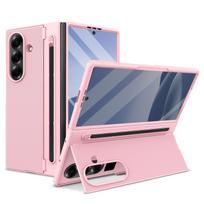 Lightweight Z Fold 7/6 Phone Case with Built-in Stylus, Kickstand and High Screen Protector Compatible with Samsung Z Fold 7 6 Galaxy Z Fold7 rožinė