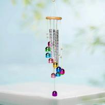 A Set of Multicolored Outdoor Wind Chimes with 4 Aluminum Tubes and 11 Bells for Home Garden Decoration