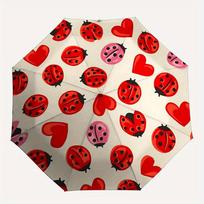1pc Ladybug Hearts Automatic Open/close, All-Season Portable Folding Umbrella, Travel, Everyday, Formal Events - Compact Luxury Parasol, Outdoor Acces