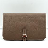 [Pre-Owned] Dogon Silver Buckle Togo Calfskin Wallet - Very Good #1L6O15E ONE SIZE