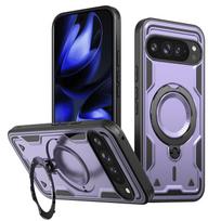 Military Bracket Shockproof Armor ForMagsafe Case For Google Pixel 10 9 Pro XL 10A 9A Magnetic Wireless Charging Rugged Cover Google Pixel 9 violetinė